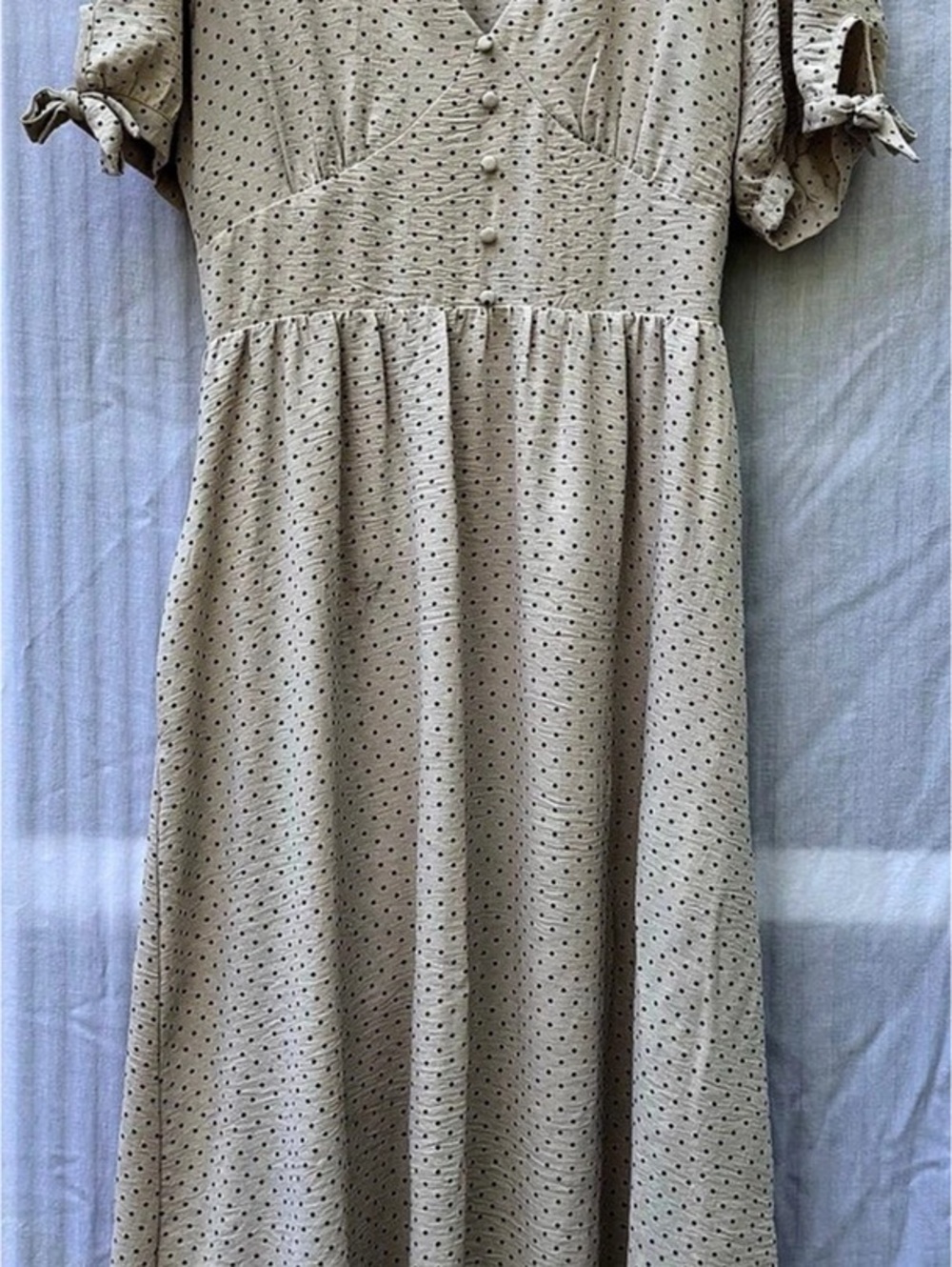 Baltic Born Millar Polka Dot Midi Dress M Medium V-Neck Wrap Smocked Pockets